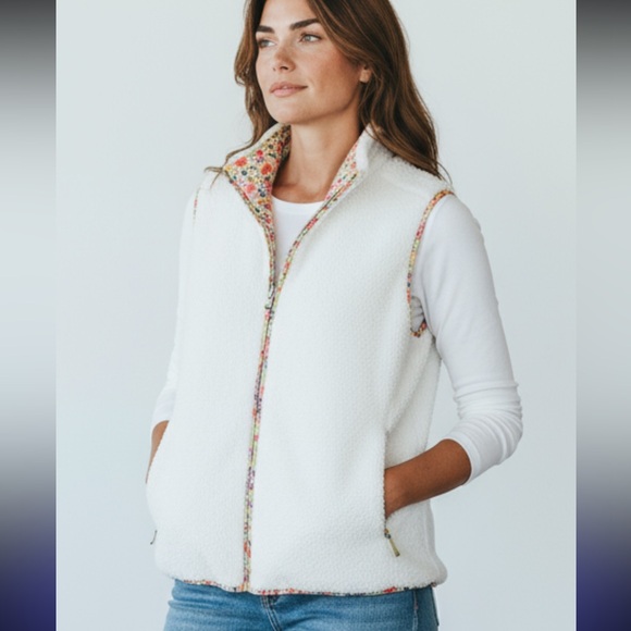 Matilda Jane Jackets & Blazers - Matilda Jane reversible whimsical Floral Sherpa Vest